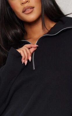 Tall Robe Pull Oversize Noire Côtelée à Col Montant Et Demi Zip -Logic || Diamond || Zero Soldes Boutique b1c6525a681f93c01a6da1861bc31957cf571a9f cnd9791 4