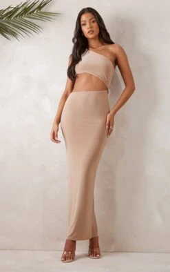 Tall Robe Longue Moulante Découpée Gris Pierre