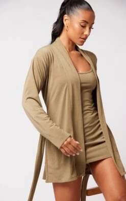 Robe De Chambre Courte En Jersey Brossé Kaki -Logic || Diamond || Zero Soldes Boutique bd62b8b975f4bcb4154f45346e5845cdff514e30 cne3033 4