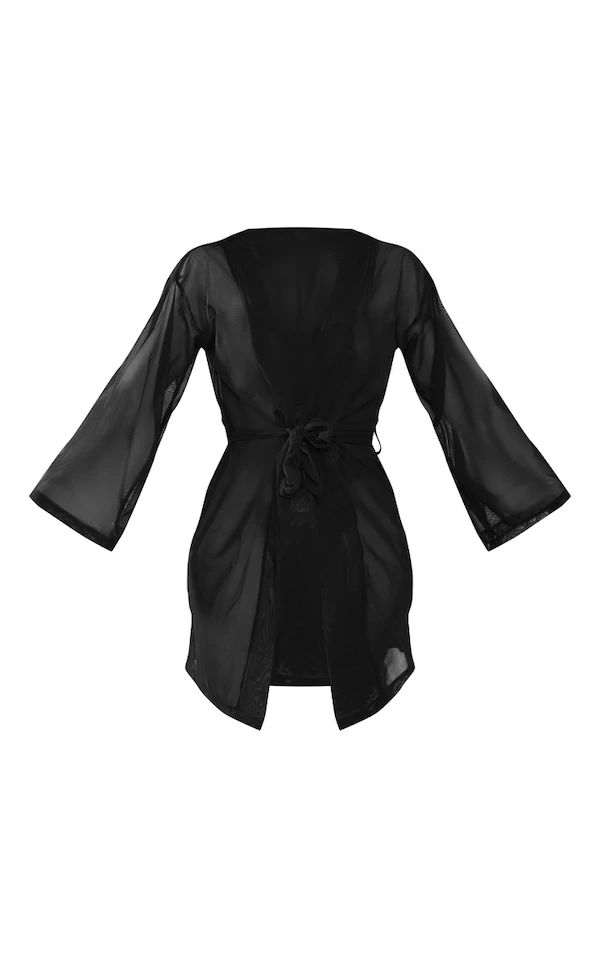 Robe De Chambre Courte En Mesh Noir 7 Robe De Chambre Courte En Mesh Noir – Image 5