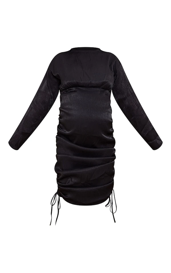 Maternité Robe Moulante De Grossesse Noire Plissée à Côté Froncé 7 Maternité Robe Moulante De Grossesse Noire Plissée à Côté Froncé – Image 5