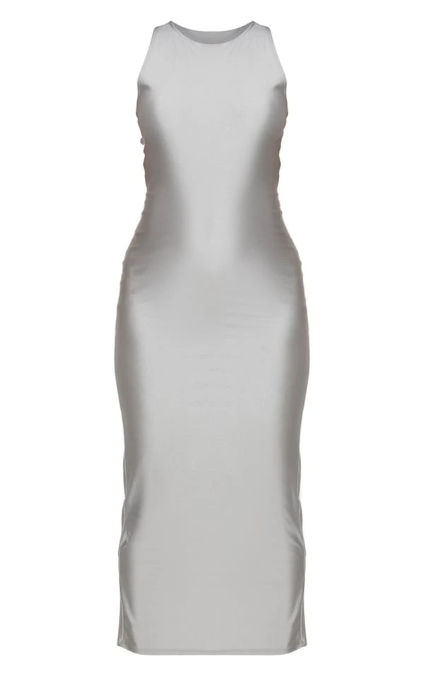 Maternité Robe De Grossesse Mi-longue Argentée Moulante Style Disco 7 Maternité Robe De Grossesse Mi-longue Argentée Moulante Style Disco – Image 5