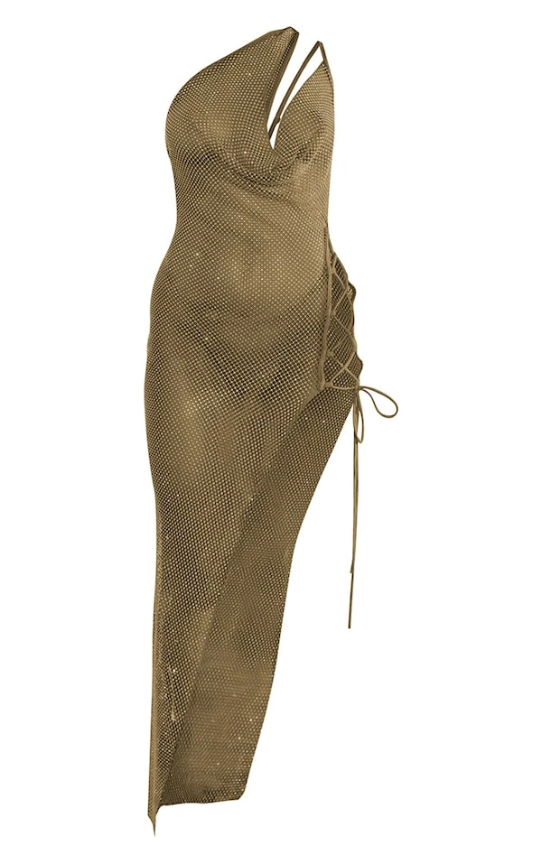 Robe De Plage Longue Café Au Lait En Résille à Lacets Et Strass 9 Robe De Plage Longue Café Au Lait En Résille à Lacets Et Strass – Image 7