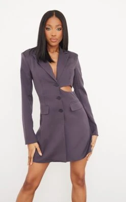 Tall Robe Blazer Gris Anthracite Découpée