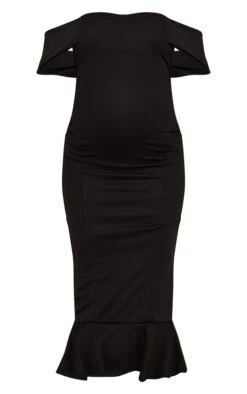 Maternité Robe De Grossesse Mi-longue Noire à Col Bardot Et Ourlet Volanté -Logic || Diamond || Zero Soldes Boutique d44742cefdea98fa013ff171b38d31fca93bb6ff cmz9779 5