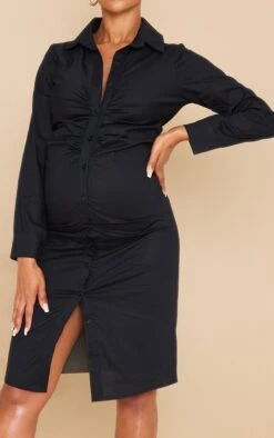Maternité Robe Chemise De Grossesse Mi-longue Noire Froncée -Logic || Diamond || Zero Soldes Boutique da62ff1ec621092a2c0ab24a16fc439cc02395cc cmz7945 5