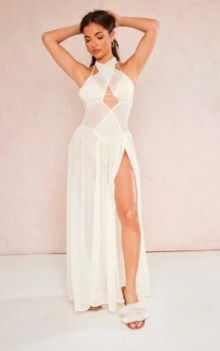 Robe De Plage Longue En Mousseline De Soie Crème -Logic || Diamond || Zero Soldes Boutique dacf29af90ce995543bae9f8c0bca02c218bd372 cne1675 3
