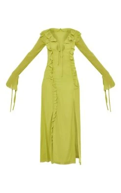 Tall Robe Longue Vert Citron à Volants Et Manches Longues -Logic || Diamond || Zero Soldes Boutique db6143315678dbdb516db4ee59054f80f7efd670 cnd3479 5
