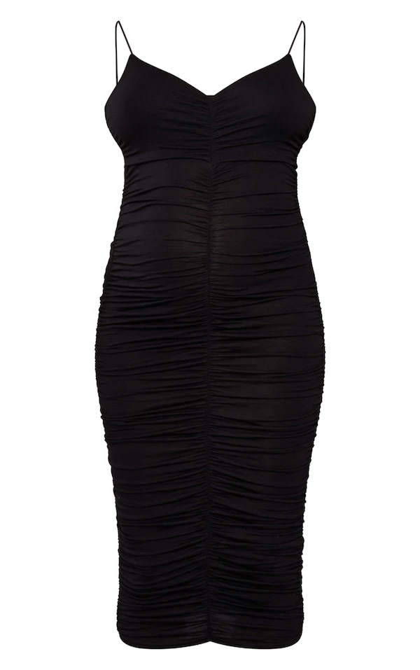 Maternité Robe De Grossesse Mi-longue En Jersey Noir à Décolleté Et Fronces Détail Contours 7 Maternité Robe De Grossesse Mi-longue En Jersey Noir à Décolleté Et Fronces Détail Contours – Image 5