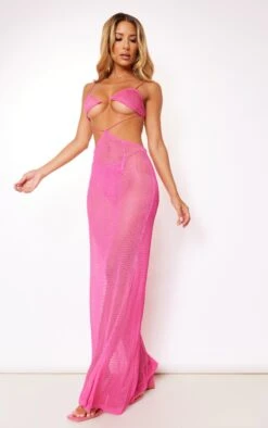 Robe De Plage Longue En Maille Rose à Bretelles Et Découpes -Logic || Diamond || Zero Soldes Boutique dddc230cba25cae5039fe637da6f50277e6883dc cmy6971 4