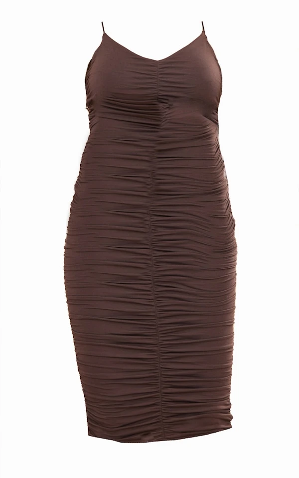 Maternité Robe De Grossesse Mi-longue En Jersey Chocolat à Décolleté Et Fronces Détail Contours 7 Maternité Robe De Grossesse Mi-longue En Jersey Chocolat à Décolleté Et Fronces Détail Contours – Image 5