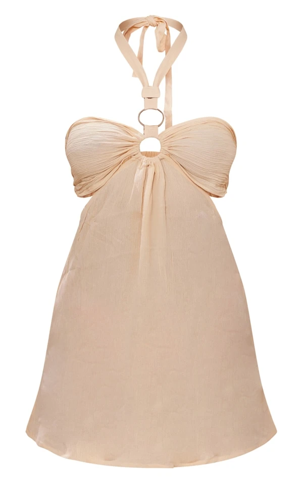 Mini Robe De Plage Découpée Gris Pierre Effet Lin à Dos Nu Et Anneau 7 Mini Robe De Plage Découpée Gris Pierre Effet Lin à Dos Nu Et Anneau – Image 5