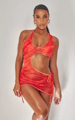 Mini Robe De Plage En Mesh Orange Vif Javélisé à Découpes -Logic || Diamond || Zero Soldes Boutique f2585d1888cefa09b12194d56018346ae0616049 cmw8697 4