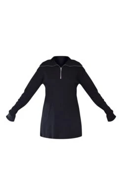 Tall Robe Pull Oversize Noire Côtelée à Col Montant Et Demi Zip -Logic || Diamond || Zero Soldes Boutique f27786ac644da26c929d4572150436ab2dffc6d3 cnd9791 5