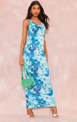 Tall Robe Longue Bleue Imprimé Aquarelle à Col Bénitier -Logic || Diamond || Zero Soldes Boutique f4935acd85ffcb6514a477bad27614d27dfcc3d5 cnf1329 3