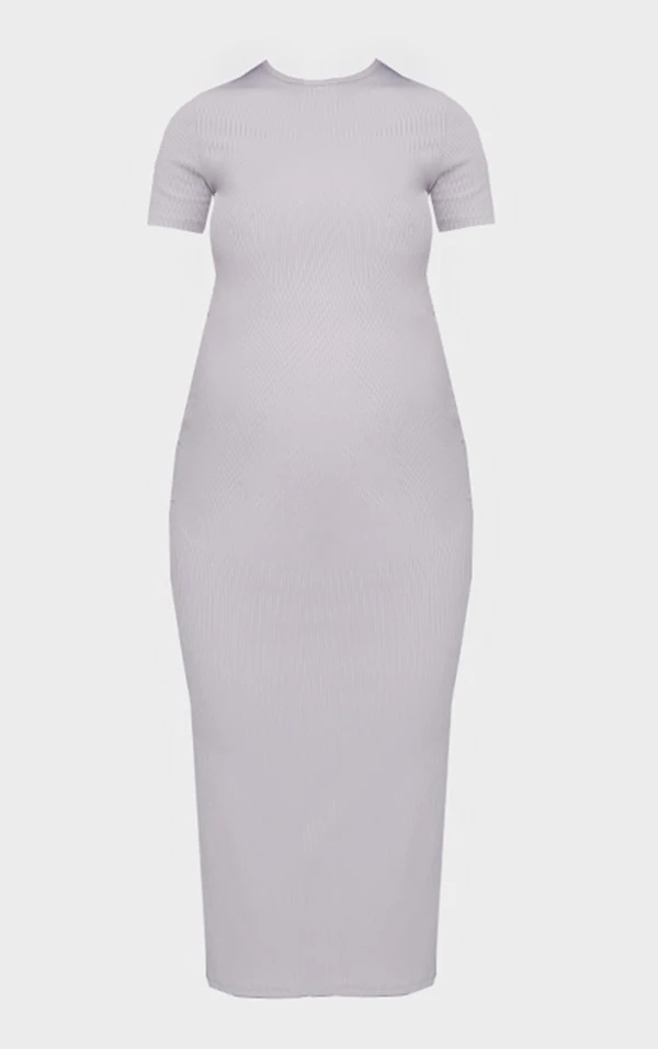 Maternité Robe De Grossesse Mi-longue Gris Chiné Côtelée à Col Rond 7 Maternité Robe De Grossesse Mi-longue Gris Chiné Côtelée à Col Rond – Image 5