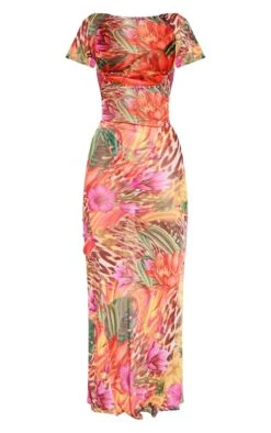 Robe De Plage Longue En Mesh Orange Imprimée Animal Mélangé à Manches Courtes Et Col Arrondi -Logic || Diamond || Zero Soldes Boutique fe3417e4d407ae4c118382107efb1c20f8952437 cnc9933 5